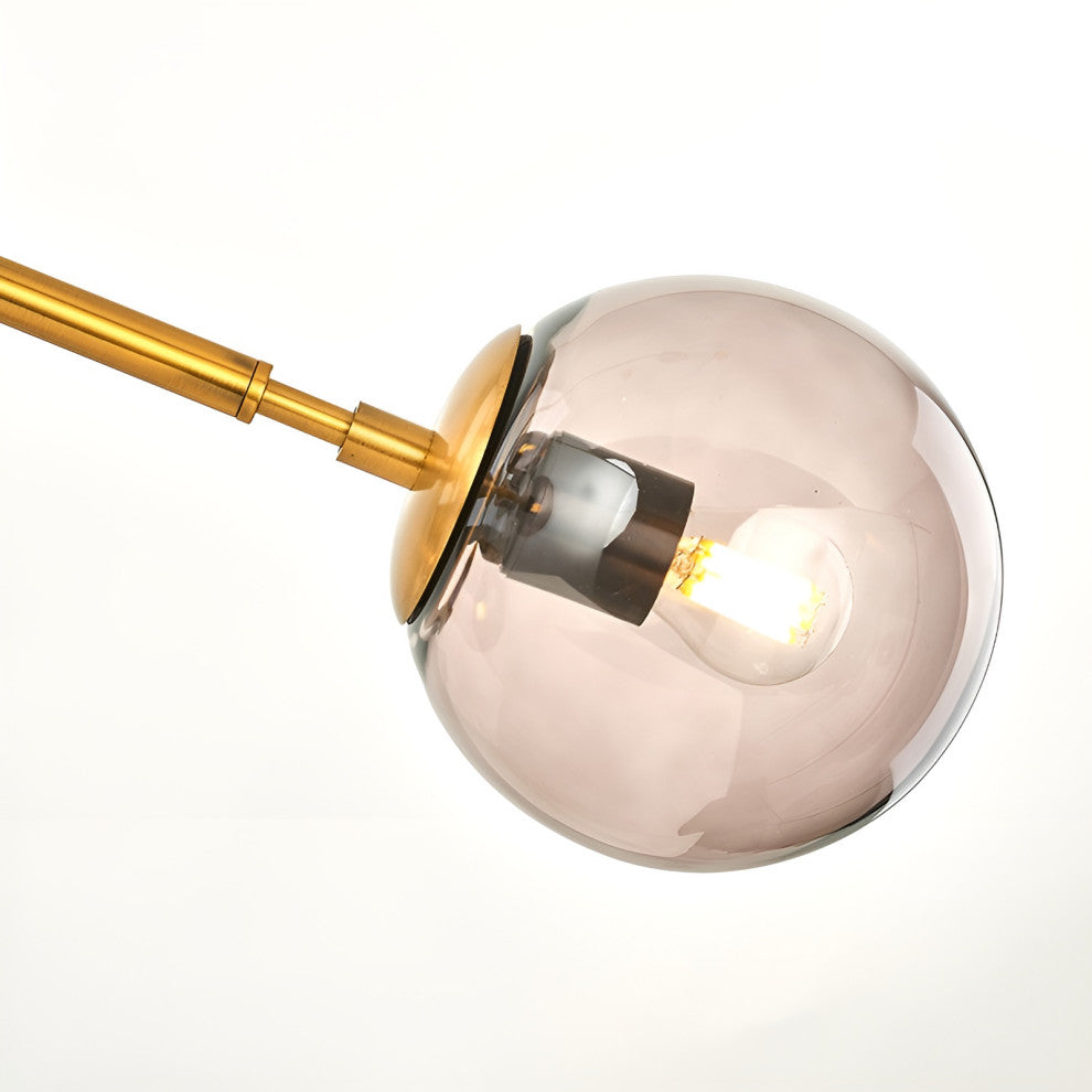 Modern LED Wall Lamp in the Shape of Glass Ball for Dining Room, Golden, Smoky Glass, Cool Light