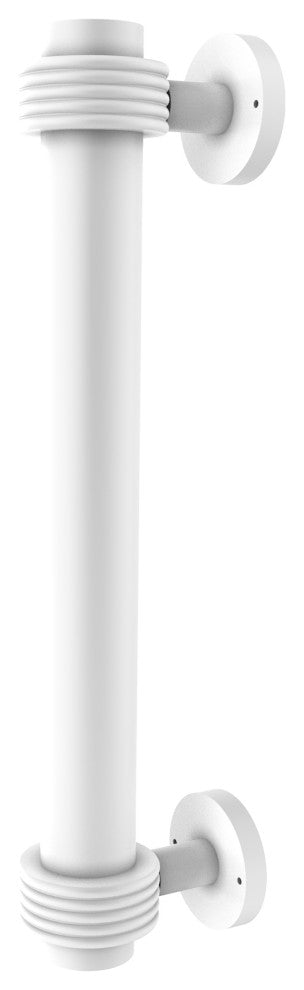 8" Door Pull With Groovy Accents, Matte White