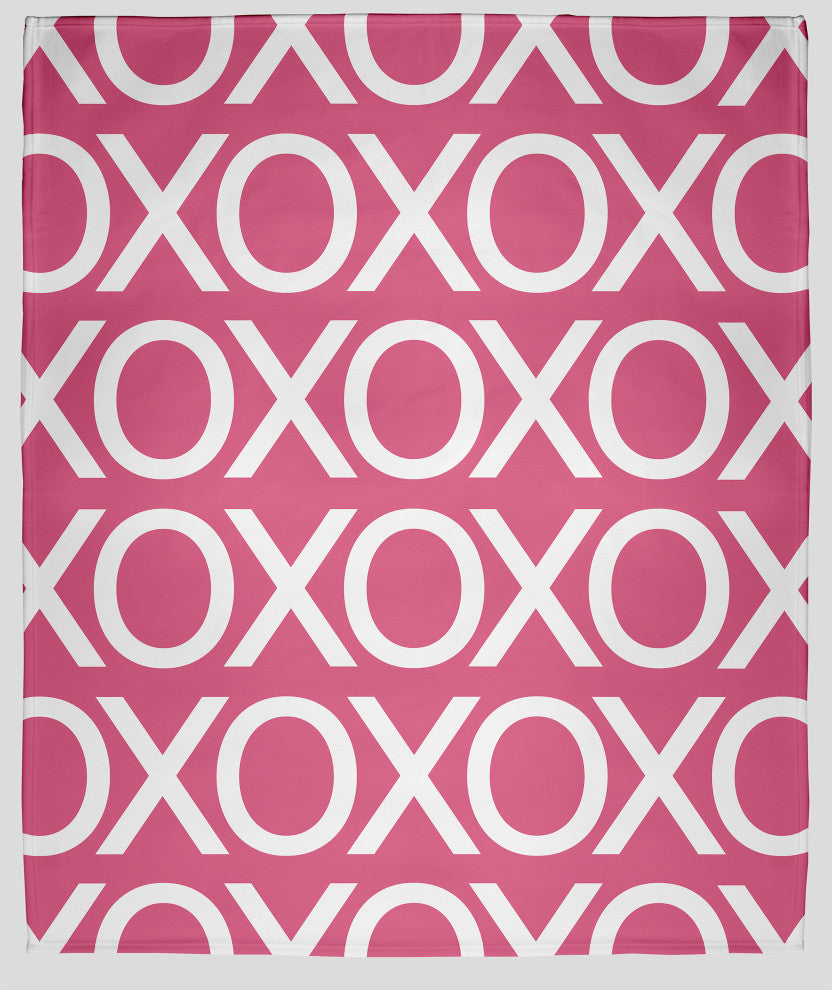 60 x 80 in Hugs and Kisses Valentine's Throw Blanket, Pink