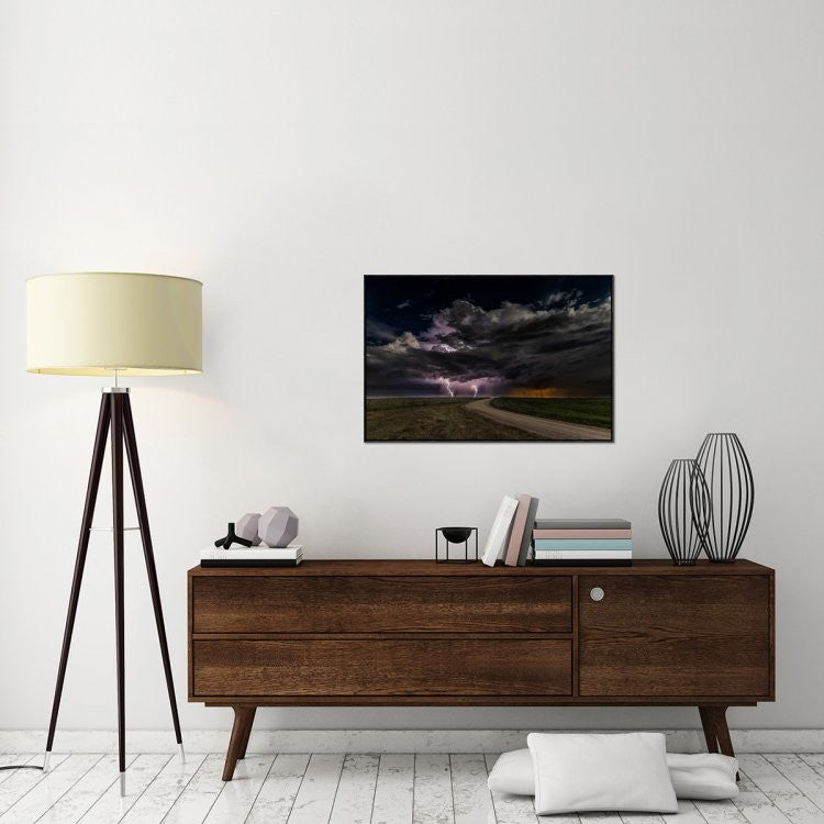 "Prairie Lightning" Framed Canvas Giclee by Christian Skilbeck, 37x25"