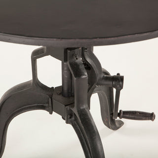 Artezia 30-Inch Adjustable Crank Iron Side Table with Matte Black Finish