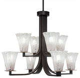 Apollo 8-Light Chandelier, Dark Granite/Fluted Italian Ice