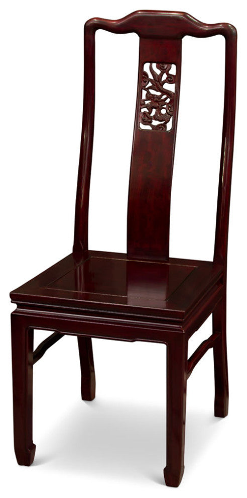 Dark Cherry Rosewood Dragon Motif Chinese Round Dining Set with 10 Chairs