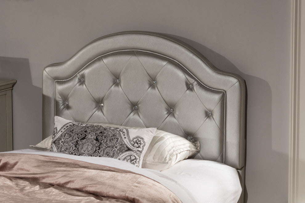 Karley Headboard, Headboard Frame Included, Silver Faux Leather, Full