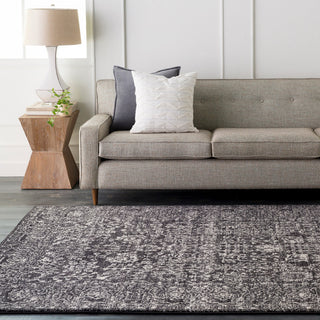 Harput Traditional Black, Light Gray Area Rug, 3'11"x5'7"