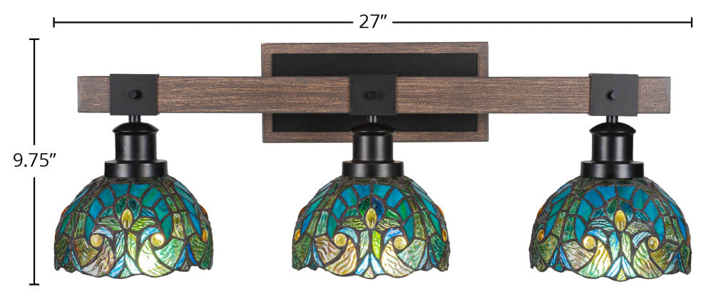 Tacoma 3-Light Bath Bar, Turquoise Cypress Art