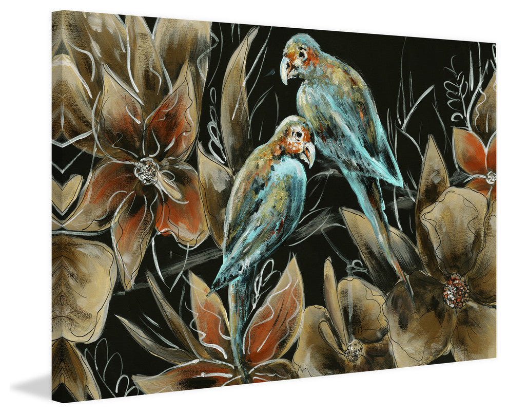 "Little Couple Blue Birds II" Framed Painting Print, 24"x16"