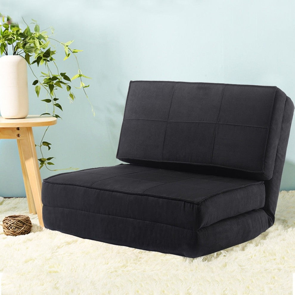 Convertible Lounger Folding Sofa Sleeper Bed, Black
