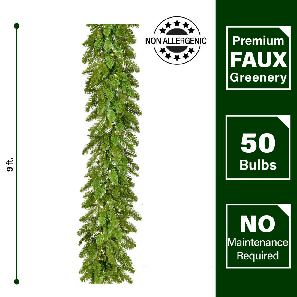 9-Ft. Grandland Garland, White Led