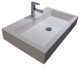 ADM Rectangular Wall Mounted Sink, White, 32", Matte White