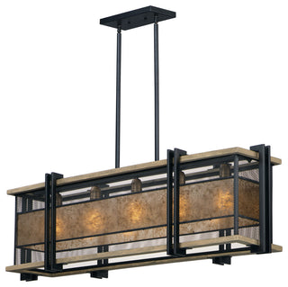 Maxim 27567 Boundry 5 Light 45"W Mica / Mesh Shade Linear - Black / Barn Wood /