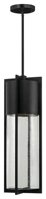 Shelter Extra Large Outdoor Hanging Lantern, Black With Clear Seedy Glass