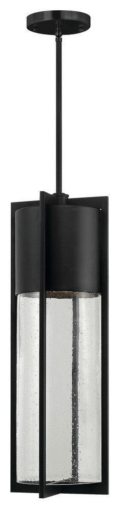 Shelter Extra Large Outdoor Hanging Lantern, Black With Clear Seedy Glass
