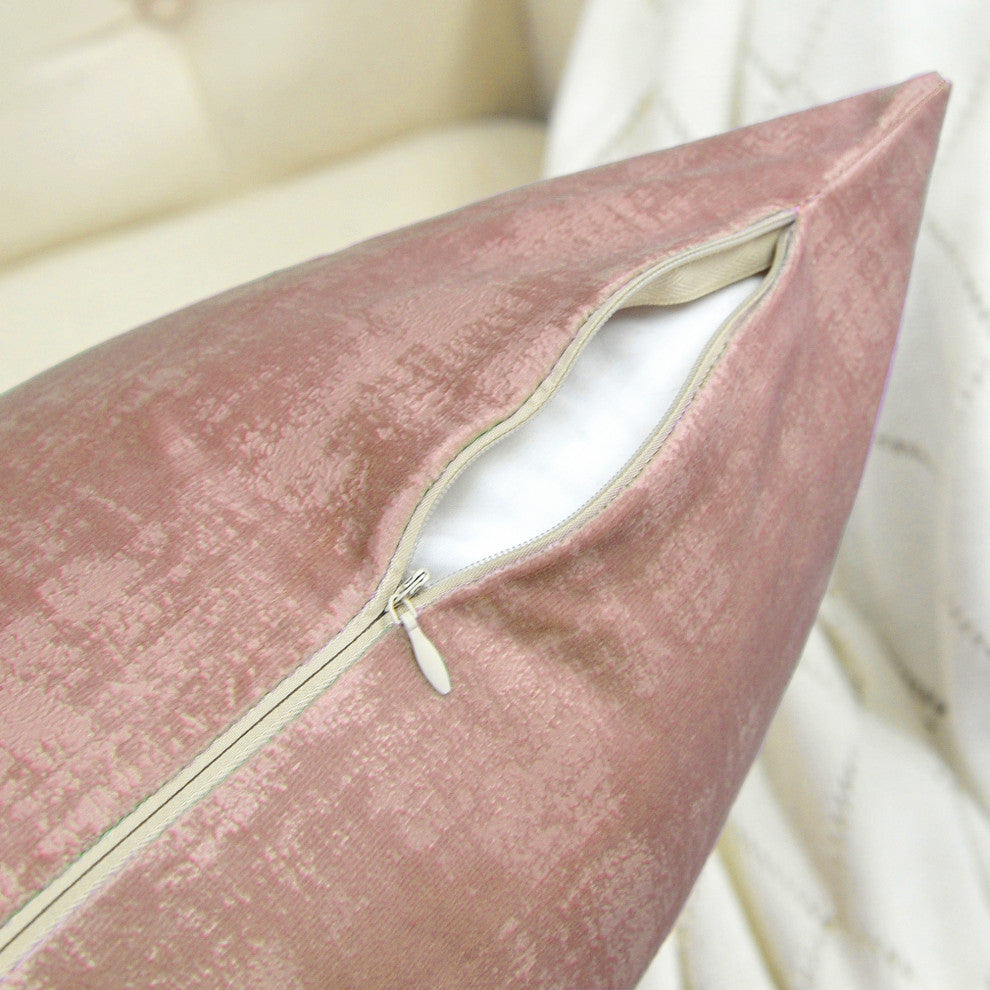 Serenta Textured Velvet Pillow Shell, Set of 4, Withered Rose