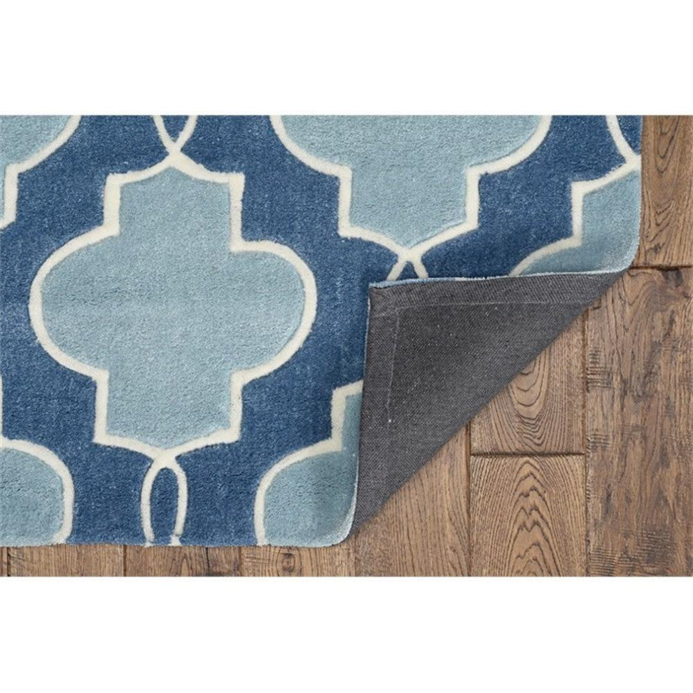 Linon Trio Tile Hand Tufted Polyester 1'10"x2'10" Rug in Blue