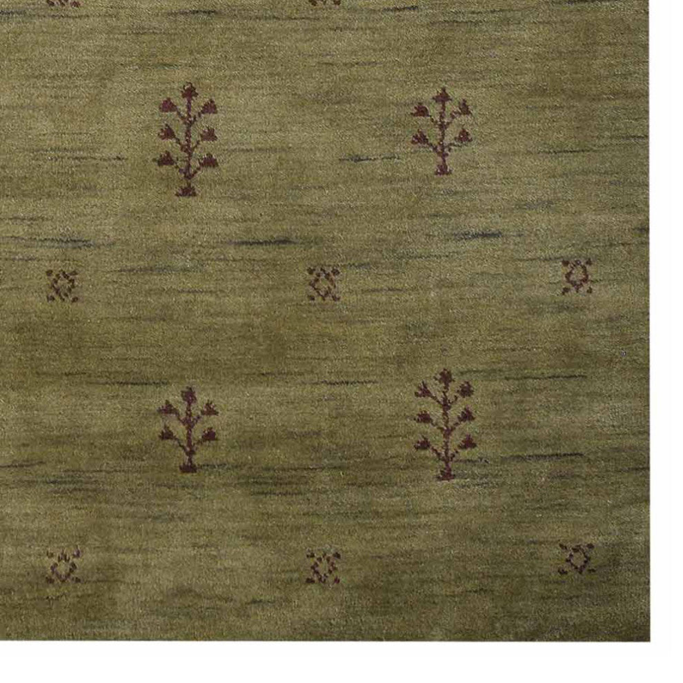 HAND KNOTTED LOOM WOOL ECO-FRIENDLY AREA RUGS  - Green Brown,Contemporary