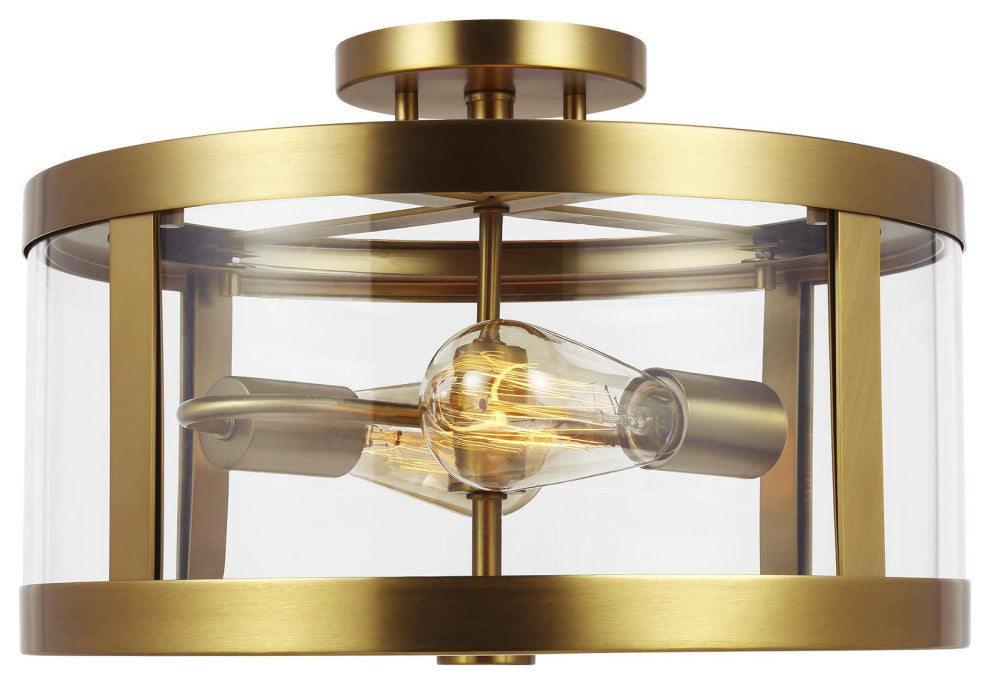 Harrow Medium Semi-Flush Mount, Burnished Brass