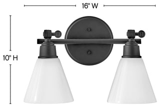 Hinkley Arti 10" Small Adjustable Two Light Vanity, Black
