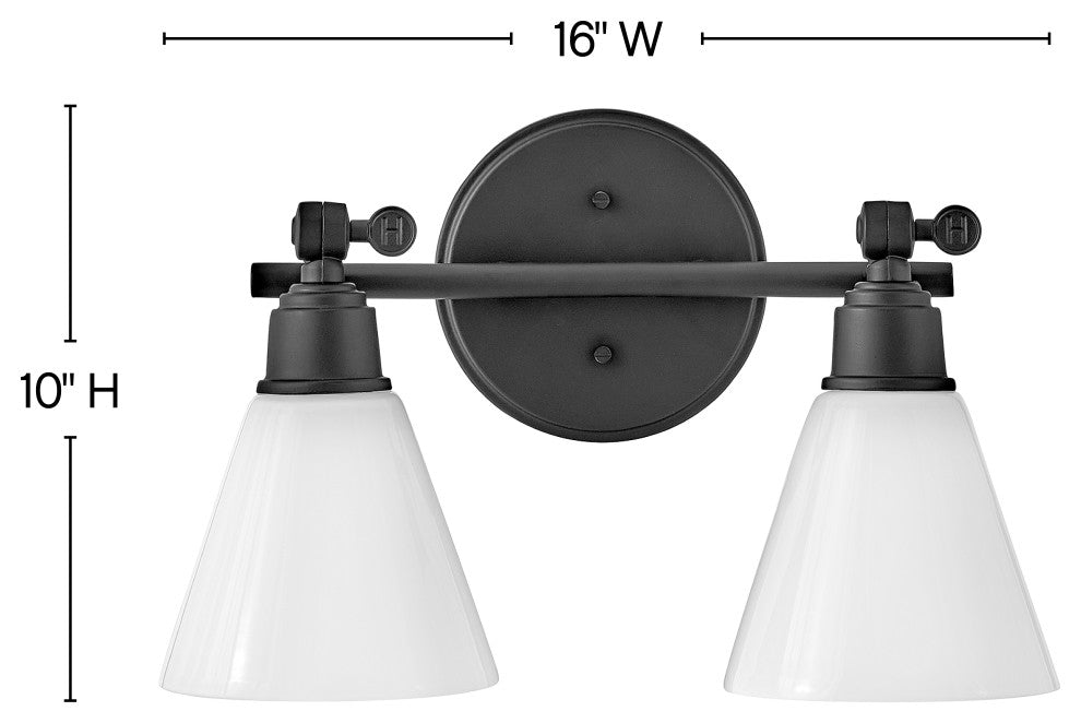 Hinkley Arti 10" Small Adjustable Two Light Vanity, Black