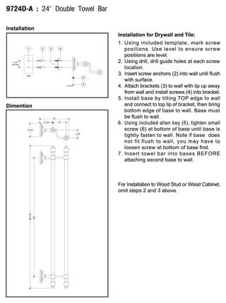 MODONA's 24" Double Towel Bar Arora Series