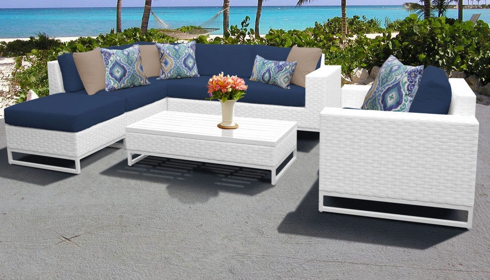 Miami 7 Piece Outdoor Wicker Patio Furniture Set 07f