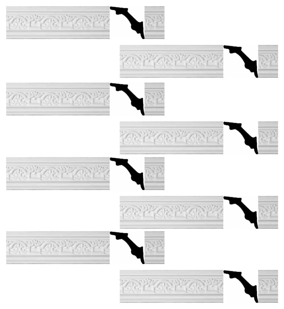 White Urethane Foam Palso - Cornice - Ornate Design 8 Pieces Totaling 782" Long