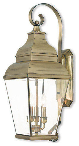 Exeter Outdoor Wall Lantern, Antique Brass