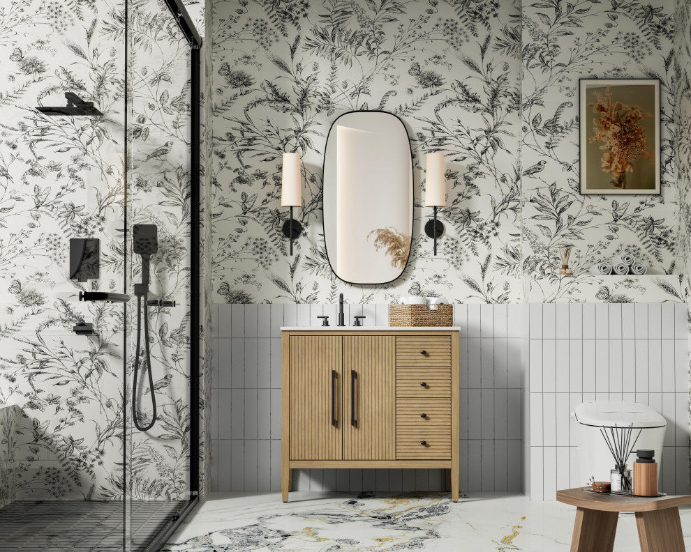 Home Living 36" Single Bathroom Vanity, Linen Oak