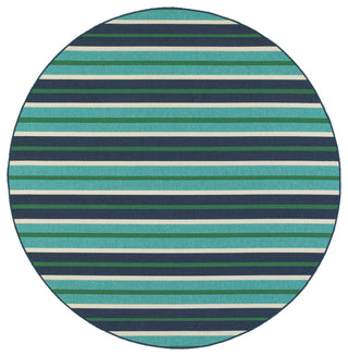 Oriental Weavers Meridian Blue/Green Stripe Indoor/Outdoor Rug 7'10" RND