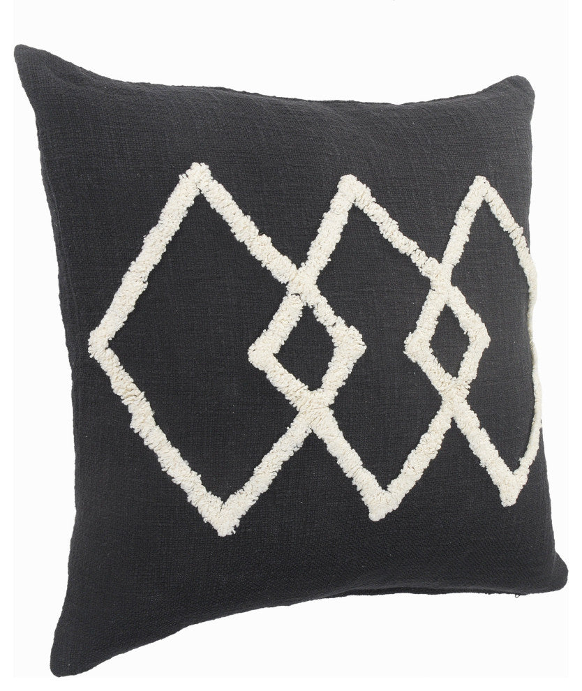 White Tufted Diamond Throw Pillow