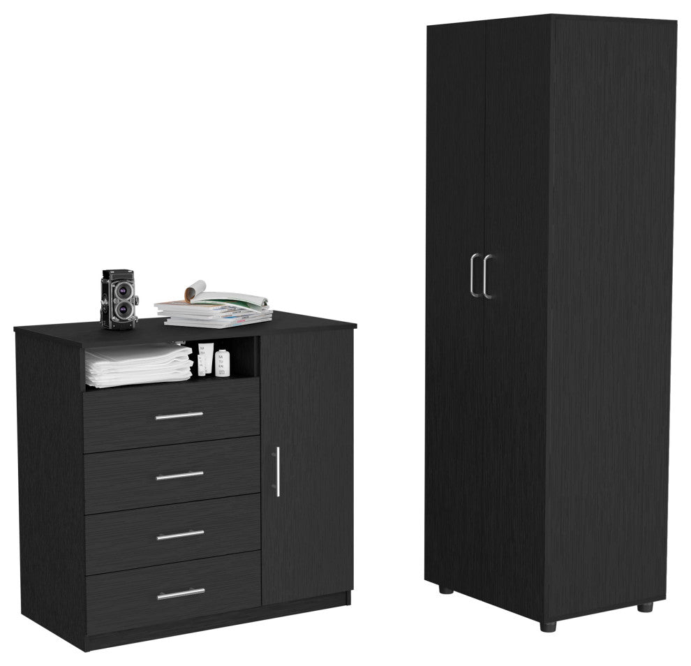 DEPOT E-SHOP Bidrell 2 Piece Bedroom Set, Armoire and Drawer Dresser