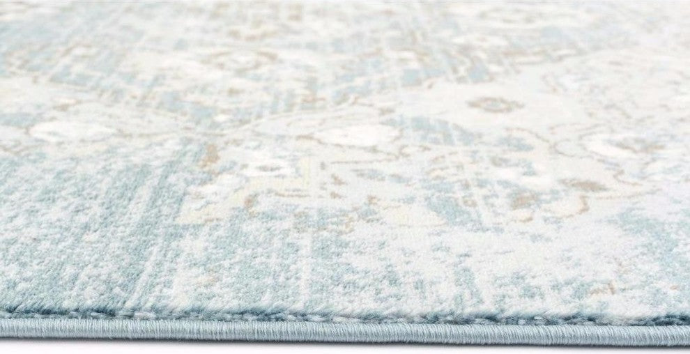 Persian Rugs Distressed Vintage Antique Area Rug, Blue, 6'5"x9'2"