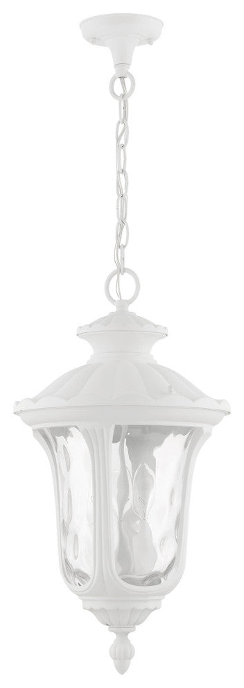 Textured White Traditional, Victorian, Sculptural, Outdoor Pendant Lantern