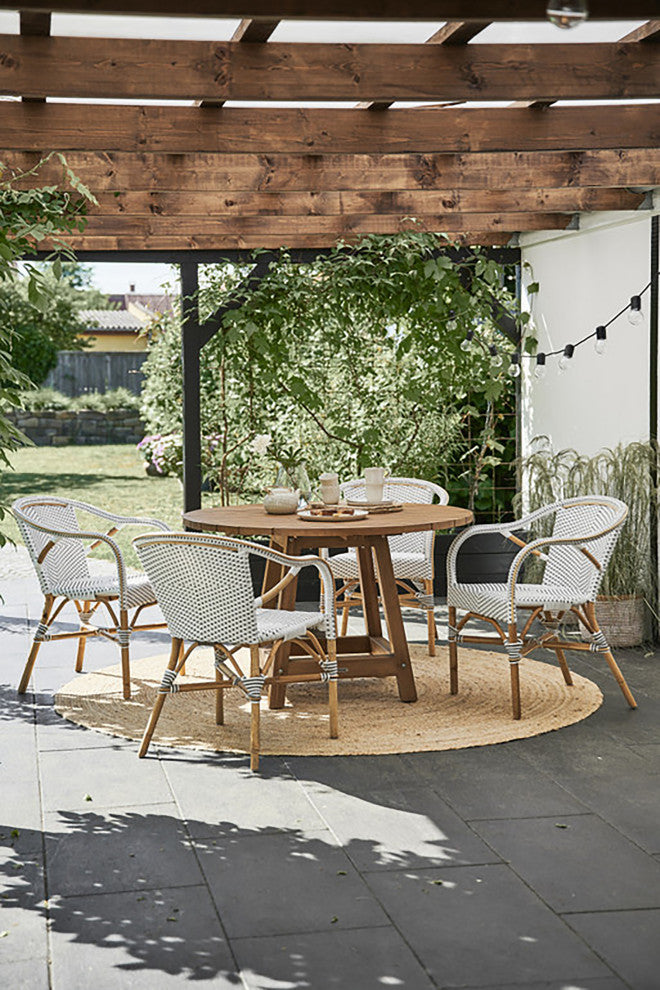 George Outdoor Teak Dining Table, 47" Dia., Natural