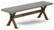 X-Style 15X60 In Dining Bench With Distressed Jacobean 418 Leg And Cement Top