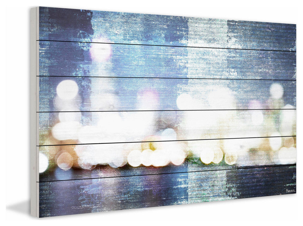 "City Scape" UV Ink Print on White Wood, 45"x30"