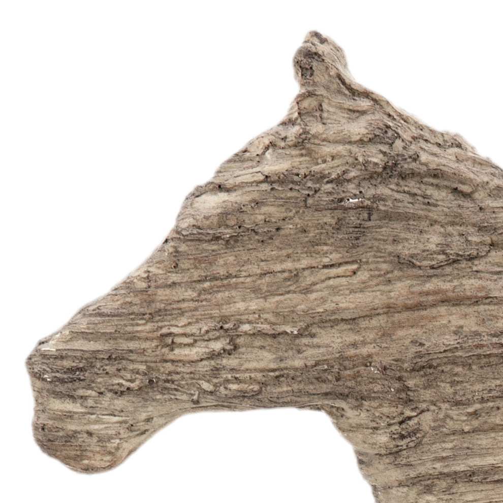 Benzara BM285572 20" Accent Decor Figurine Standing Horse, Natural Wood Finish