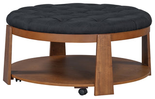 Gewnee Modern Large Round Ottoman Coffee Table, Black