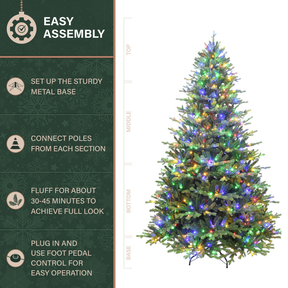 7.5-Ft. Oregon Pine Christmas Tree, Multi-Color LED String Lighting