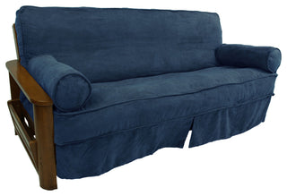 Solid Microsuede Full Futon Slipcover Set, Indigo