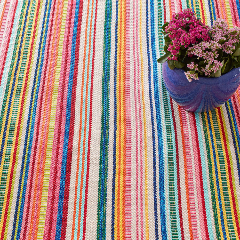 Dash & Albert Bright Stripe Handwoven Indoor/Outdoor Rug, Multi, 8' x 10'