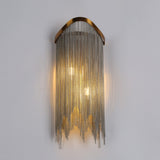 LNC Shoebill 7" Draped Chain Wall Sconces, Brass/Silver