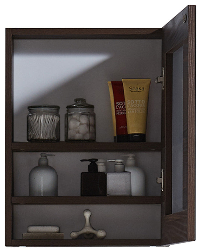 17.7" Medicine Cabinet, Brown Elm Wood Texture Finish
