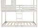 Antique White Twin Over Twin Bunk Bed With Roof