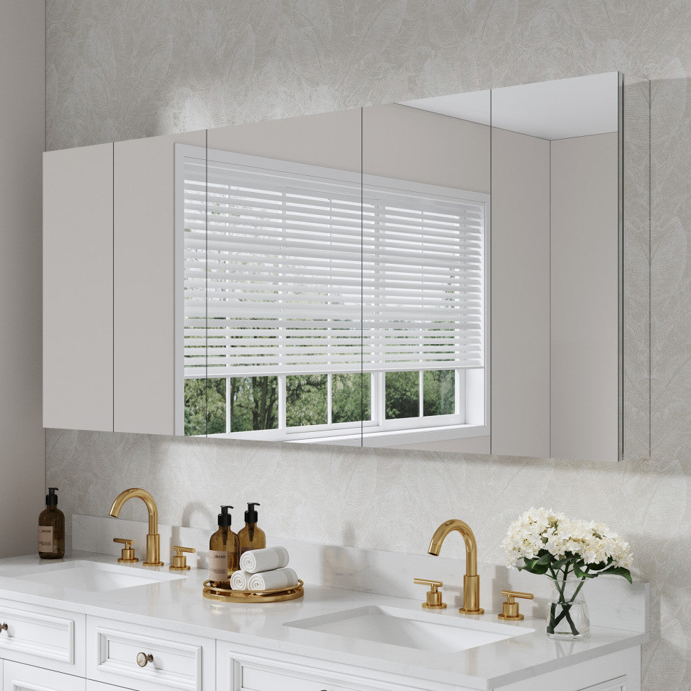 Recessed/Surface Mount Bathroom Medicine Cabinet, Reverse Installation, 72"x30"-