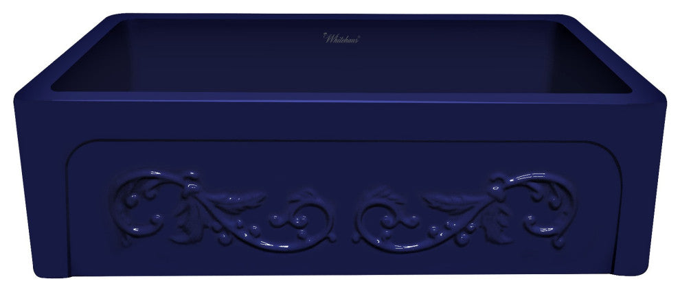 Whitehaus WHSIV3333-BLUE Glencove St. Ives 33" Front Apron Fireclay Sink