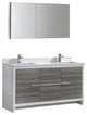 Allier Rio 60" Ash Gray Double Sink Vanity Set, Cabinet, Faucet, FFT3071BN