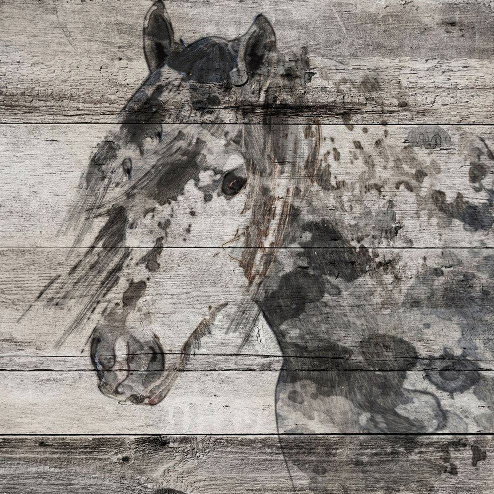 Marmont Hill, "Dark Grey Horse" by Irena Orlov Painting on Wrapped Canvas, 24x24