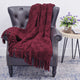 Cable Knitted Throw Blanket, Burgundy, 60" X 80"