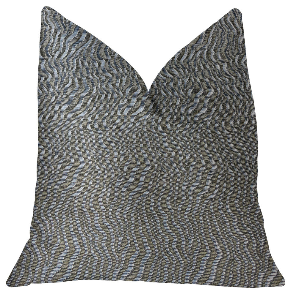 Dusky Veined Silver and Taupe Luxury Throw Pillow, 20"x30" Queen
